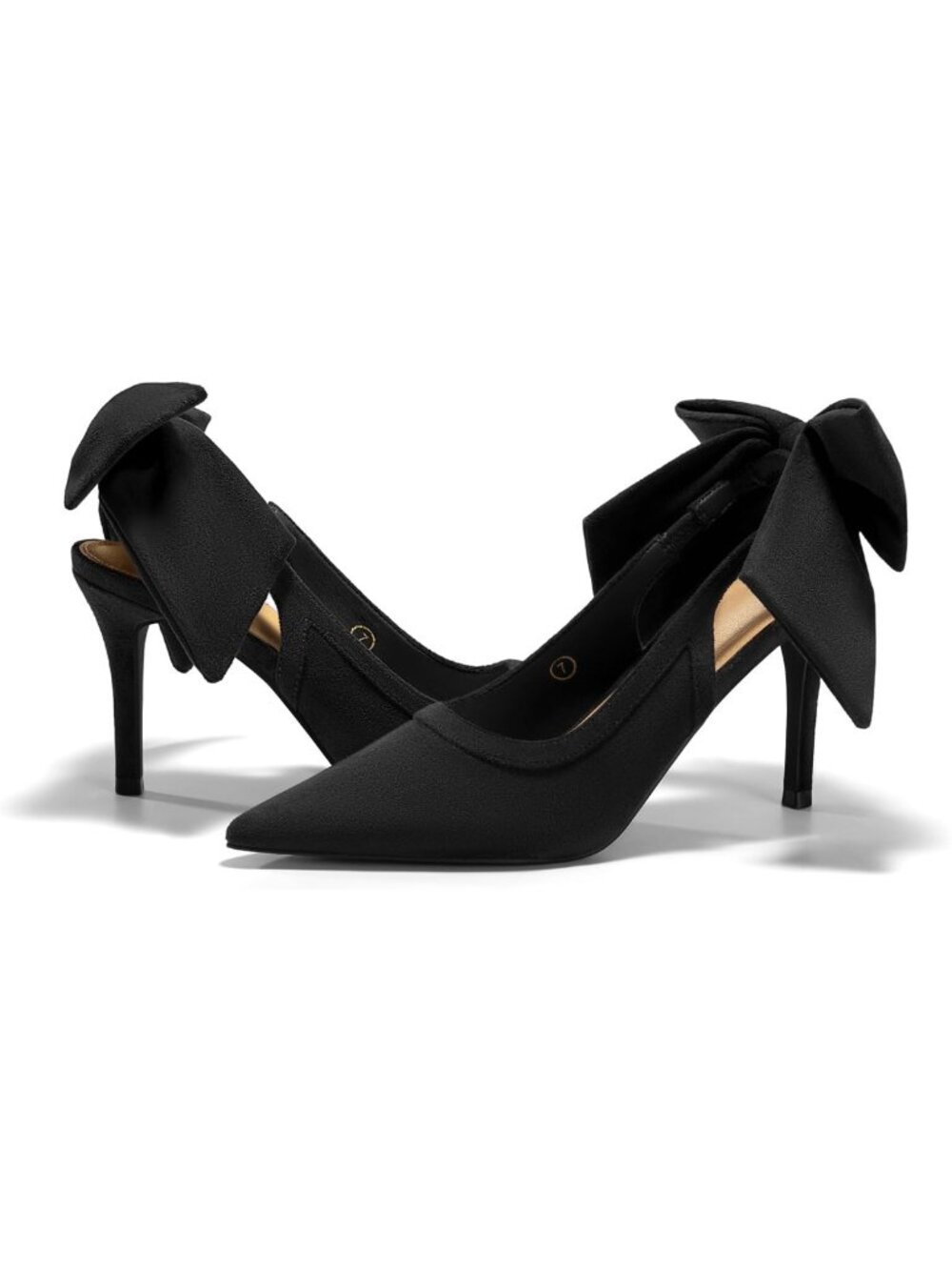 Chic Women's Slingback High Heels with Bow, Closed Pointed Toe, Lace Patchwork